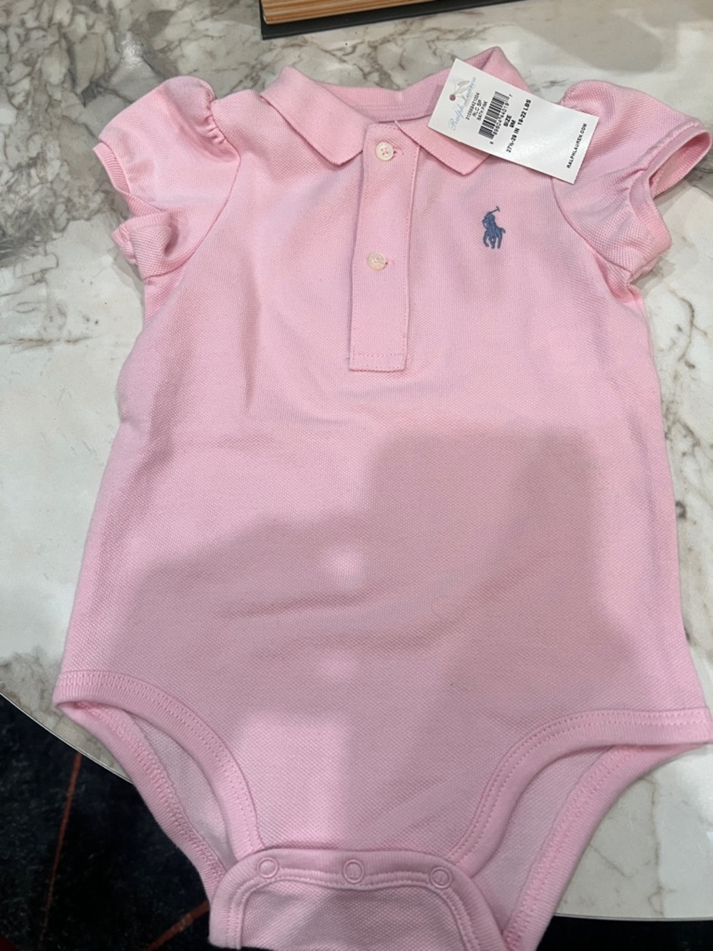 Ralph Lauren Light Pink Polo Baby Bodysuit